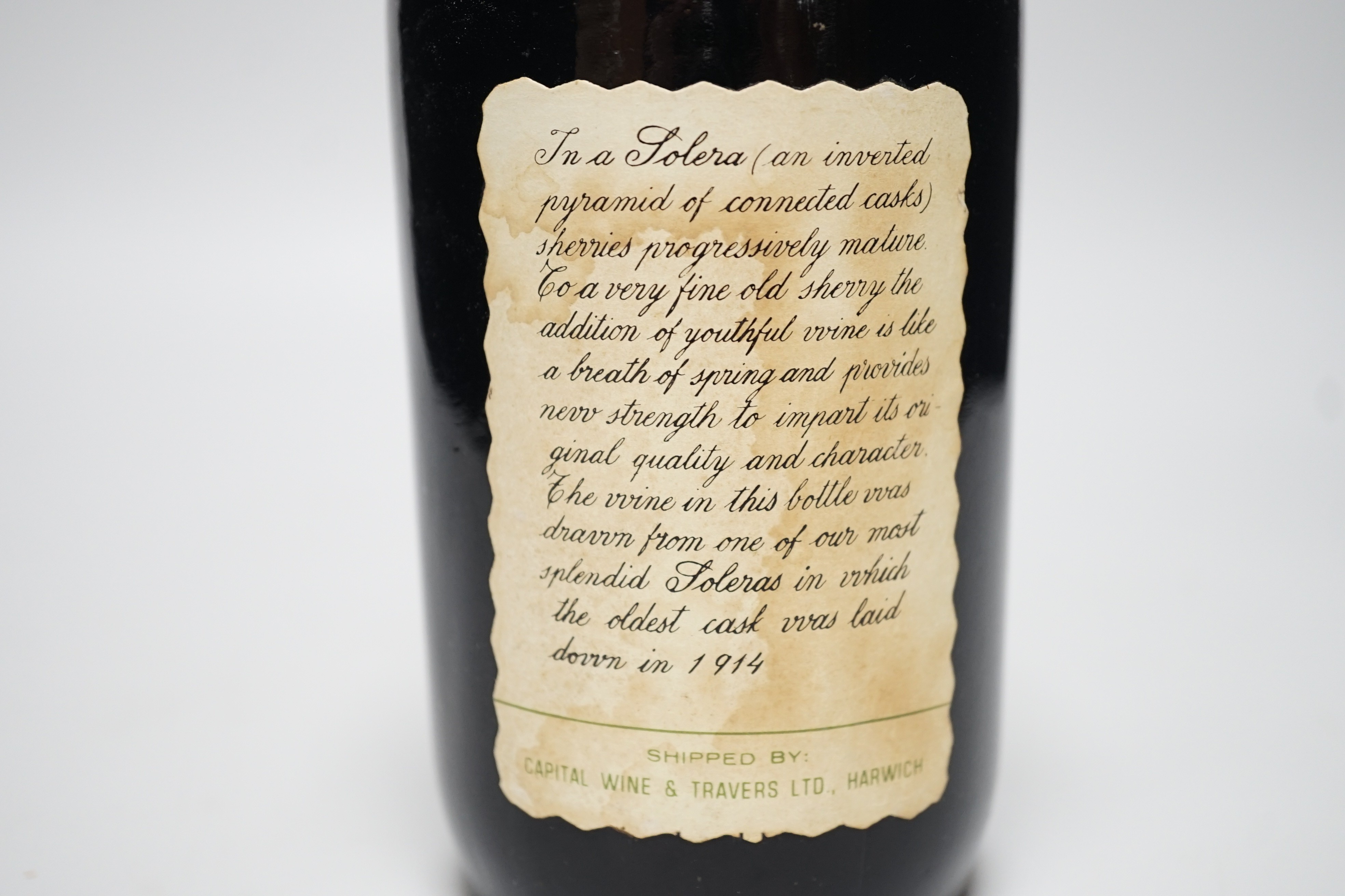 A bottle of Berisford Solera 1914 rare Amontillado fine sherry